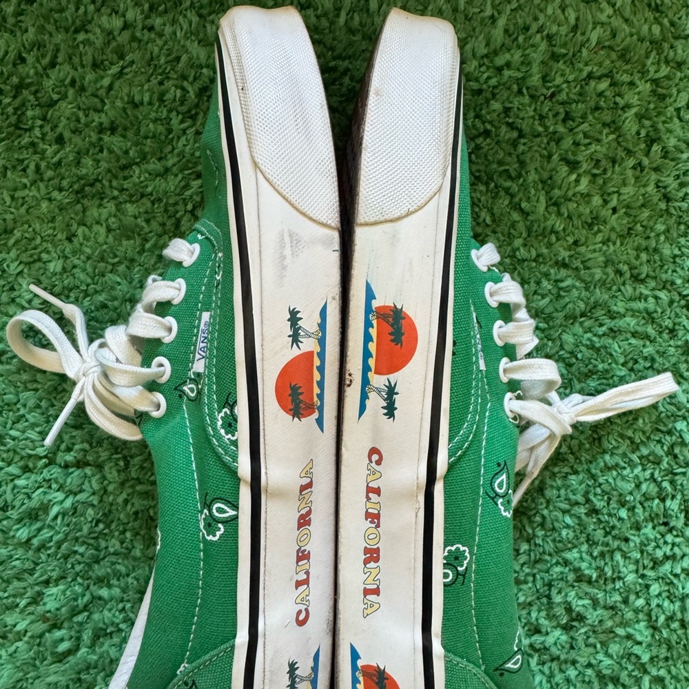 Vans Green Skate-Inspired Sneakers with Slip-On Design